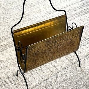 Vintage Brass Magazine Rack